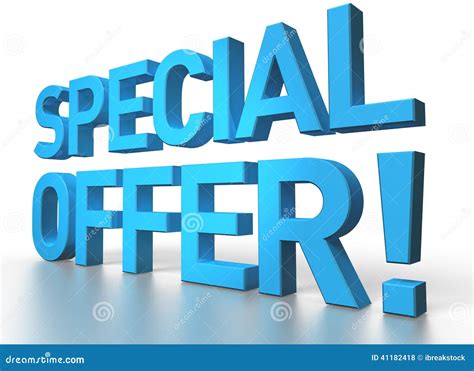 3d Rendering Of Special Offer Blue Glossy Text On White Background