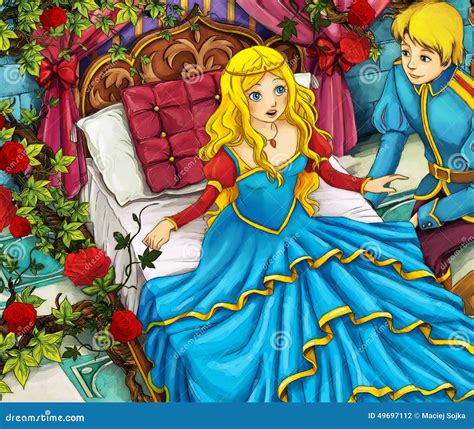 Cartoon Fairy Tale Scene Prince And Princess Stock Illustration