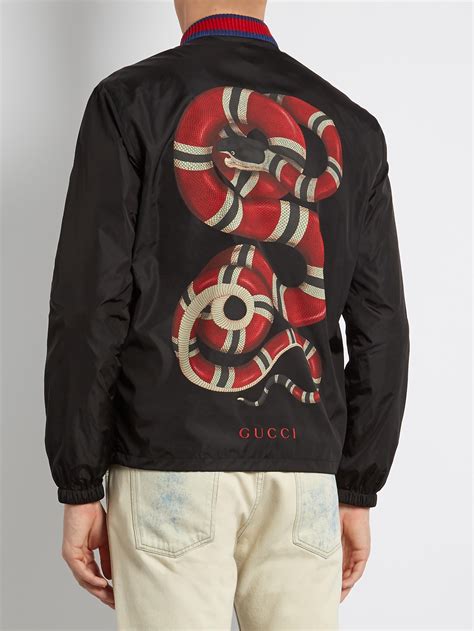 Gucci Snake Print Lightweight Bomber Jacket In Black For Men Lyst