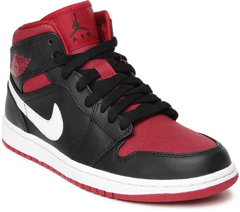 Nike Air Jordan 1 Mid Basketball Shoes Buy Blackgym Red White Color