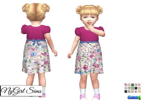 Floral Skirt Dress With Bow At Nygirl Sims Sims 4 Toddler Sims 4