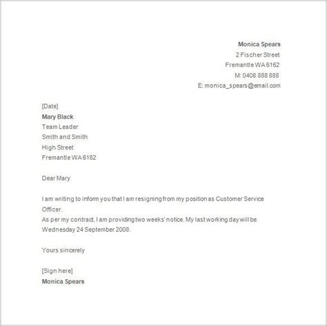 Basic Resignation Letter Template Uk Write A Letter Of Resignation Uk
