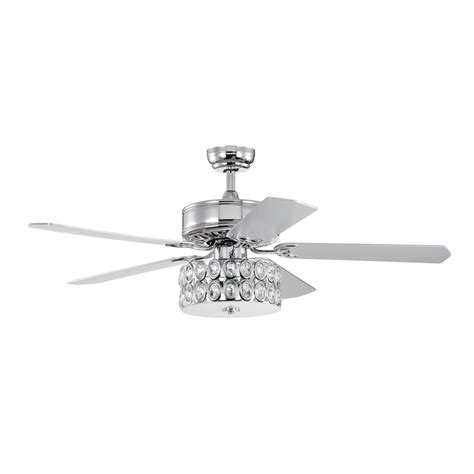 52 Indoor Chrome Reversible Ceiling Fan With Crystal Light Kit