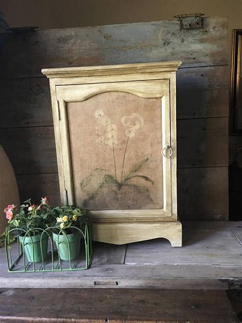 Hand Painted Distressed Finish Storage Cabinet Etsy Small Cabinet