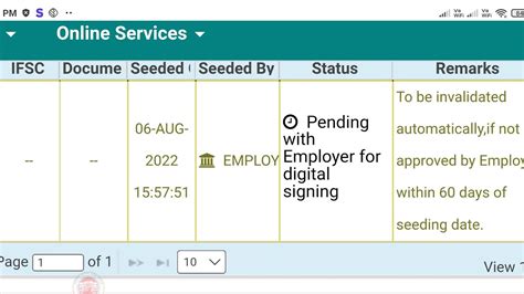 Pf Bank Account Pending With Employer For Digital Signing Pending