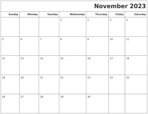 November 2023 Calendars To Print