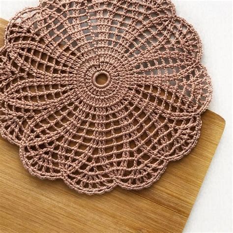 Design your own laminated placemat. Round coffee table doily Brown Crochet placemats Cotton ...