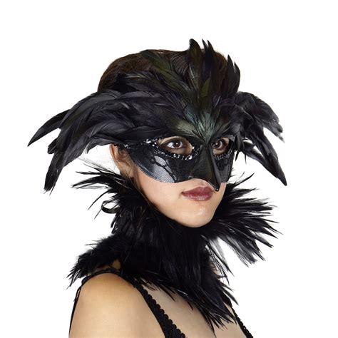 Black Raven Feather Costume Mask Crow Blackbird Raven Costume