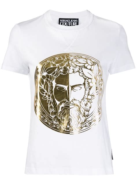 Versace Jeans Couture Metallic Logo T Shirt Farfetch Versace Jeans