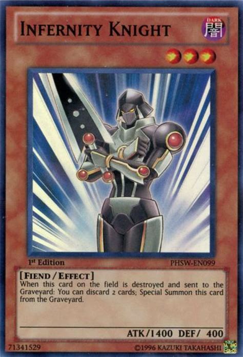 But i recently read an article on how it has a new look infernities were one of the decks most affected by the new forbidden and limited list. Infernity Knight - Yu-Gi-Oh!
