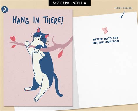 Hang In There Social Distancing Get Well Soon Cat Card Etsy