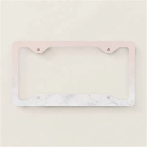 girly blush pink ombre gradient white marble license plate frame zazzle