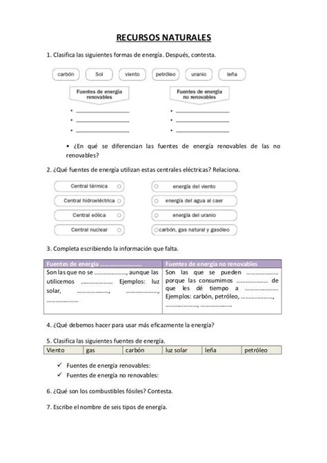 A Document With The Words Recursos Naturales Written In Spanish
