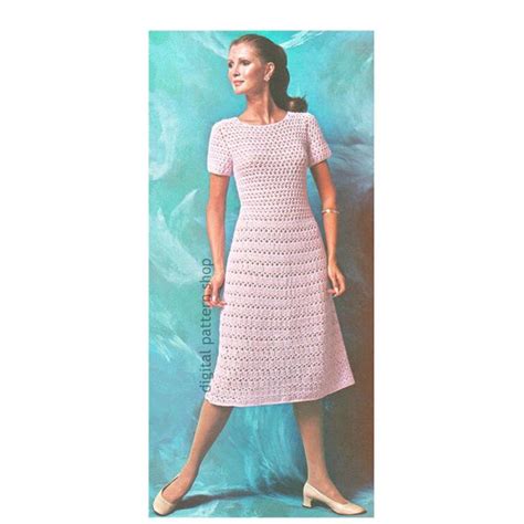 1970s Vintage Pink Dress Crochet Pattern The Clingy Top And Gently