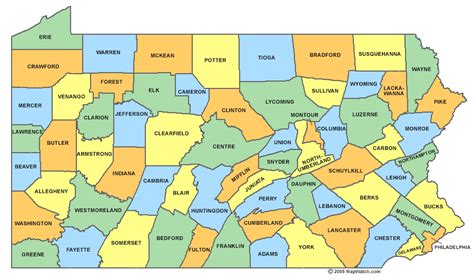 Printable County Map Of Pennsylvania