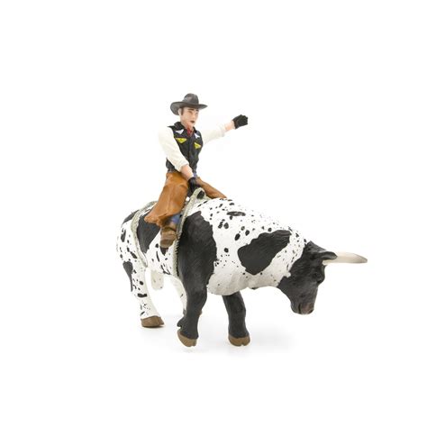 Bucking Bull And Rider Black And White Little Buster Toys
