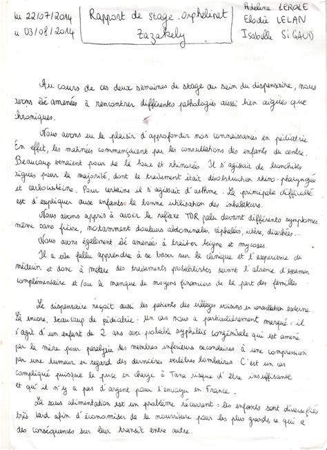 un autre rapport de stage  Le blog de l'Orphelinat