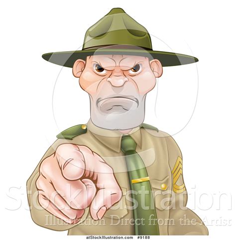 Vector Illustration Of A Mad Caucasian Male Army Boot Camp Drill