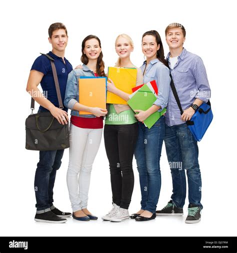 Group Of Smiling Students Standing Stock Photo Alamy