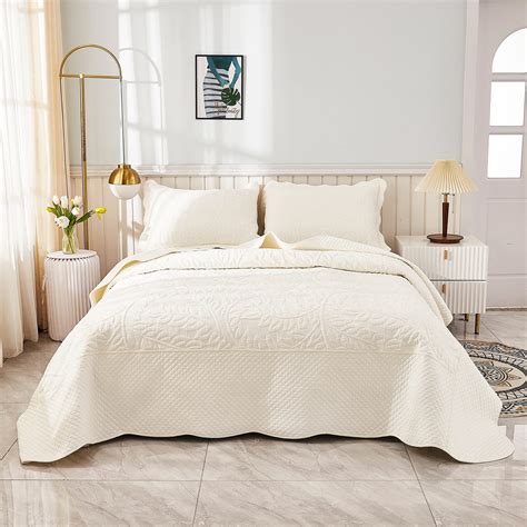 Marcielo 3 Piece 100 Cotton Oversized Bedspread Set Coverlet Set