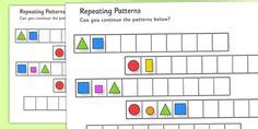 twinkl resources repeating pattern worksheets shapes  colours