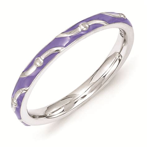 Carina Gems Sterling Silver Stackable Ring Purple Enamel