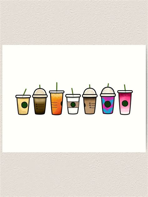 Mini Starbucks Drinks Art Print For Sale By Abbyjane325 Redbubble