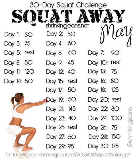 Month Workout Challenge Squat Away May A 30 Day Squat Challenge