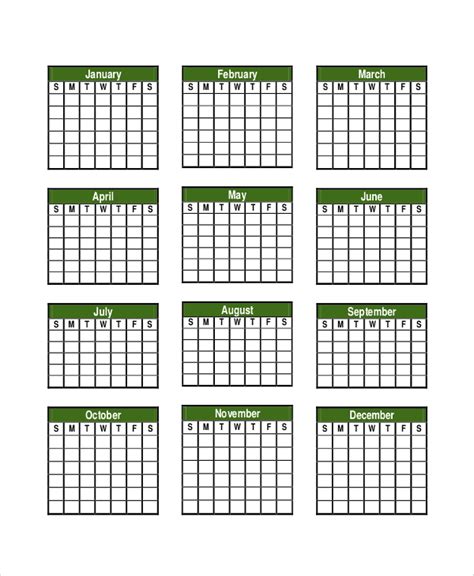Free 14 Sample Printable Yearly Calendar Templates In Ms Word Pdf