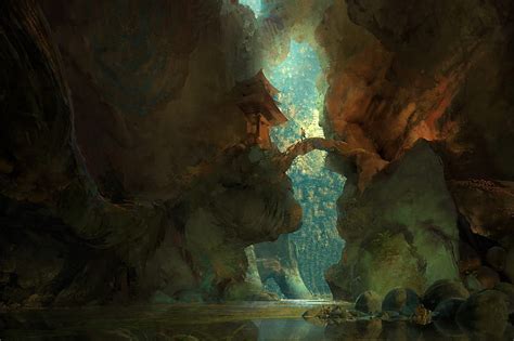 Bridge Cave Underground Rocks Artwork Fantasy Hd Wallpaper Peakpx