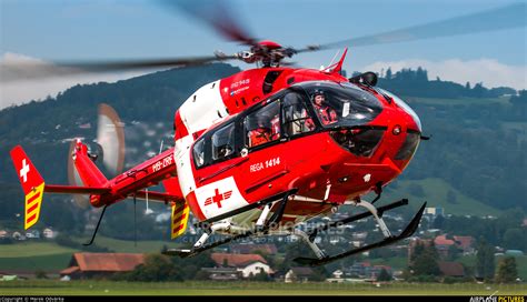 Hb Zrf Rega Swiss Air Ambulance Eurocopter Ec145 At Bern Belp