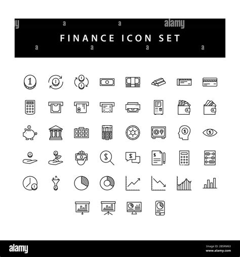 Business And Finance Icon Set With Black Color Outline Style Design
