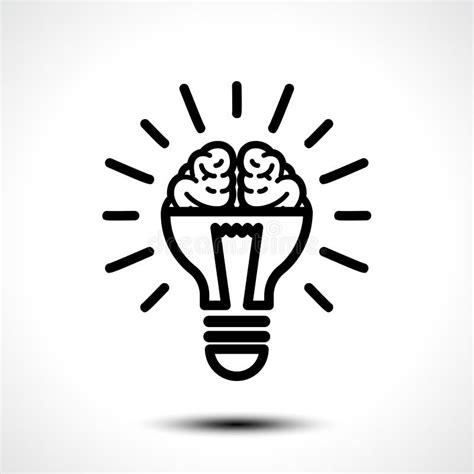 Brain In Light Bulb Line Icon Stock Illustration Illustration Of