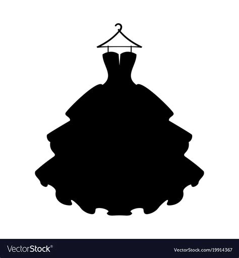 Dresses Black Dress Silhouette Of Dress On White Vector Image