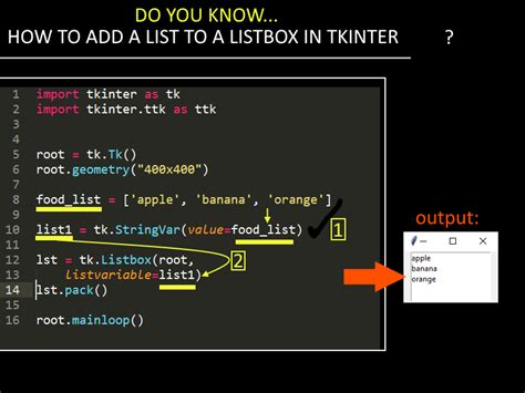 How To Add A List Into A Listbox In Tkinter Python Programming