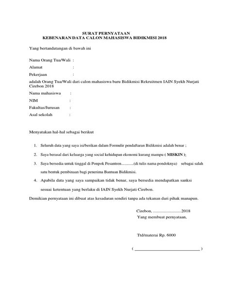 Surat kontrak kerja adalah surat yang dibuat oleh pihak pemberi kerja (perusahaan) dengan si penerima kerja (karyawan) yang mana isinya kesepakatan antara kedua belah pihak tersebut. Contoh Surat Pernyataan Kebenaran Data - Download Kumpulan ...