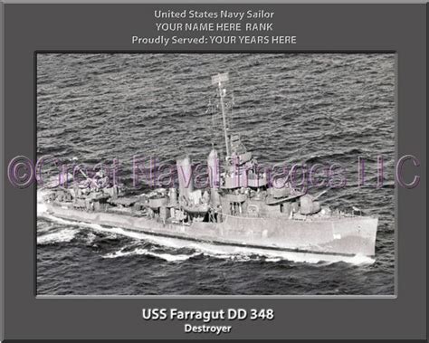 Uss Farragut Dd 348 Personalized Navy Ship Photo ⋆ Us Navy Veteran
