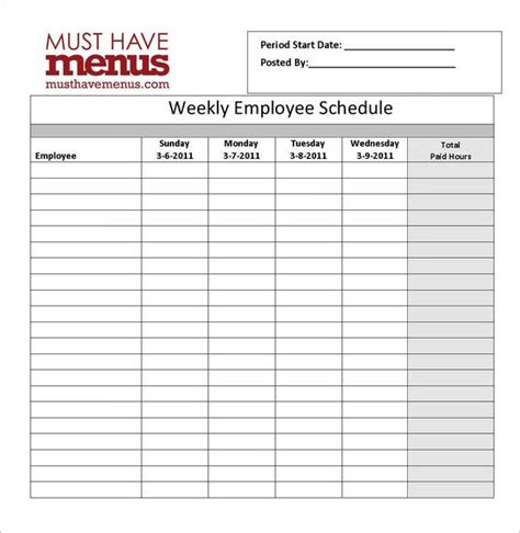 Blank weekly work schedule template cleaning schedule. Restaurant Schedule Template - 18+ Free Excel, Word ...