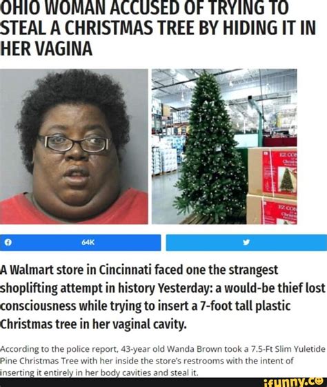 Ohio Woman Accused Of Trying To Steal A Christmas Tree By Hiding It In Her Vagina A Walmart