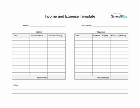 Printable Income And Expense Template In Pdf