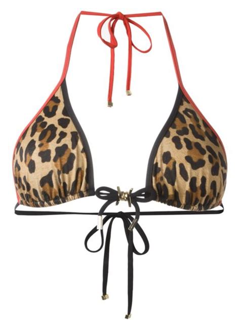 Dsquared2 Leopard Print Triangle Bikini Top Modesens