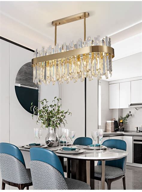 Modern Crystal Chandelier For Dining Room Brushed Gold Led Cristal Lamp