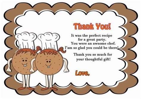Cooking And Baking Thank You Cards Free Thank You Cards Birthday