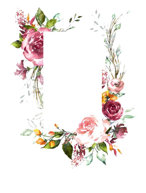Watercolor Flower Frame Png