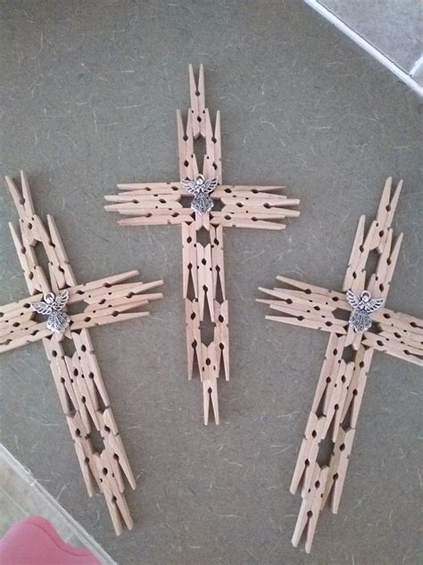 7 Cross W Angel 6 Cross Crafts Wooden Clothespin Crafts Diy
