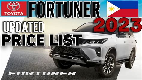 Toyota Fortuner 2023 Updated Price List And Specs Philippines Youtube