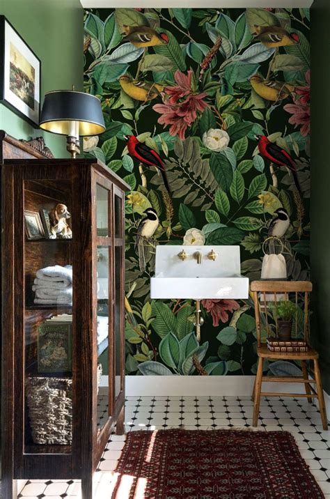 Dark Botanical Removable Wallpaper Colors Of Nature Wall Etsy Vintage