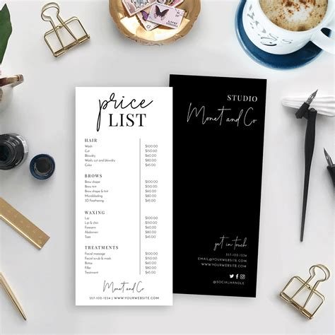 * all color services are subject to an additional charge depenging on the length and thickeness of the hair, and the amount of color used. Business Price List Template - Printable Celestial ...