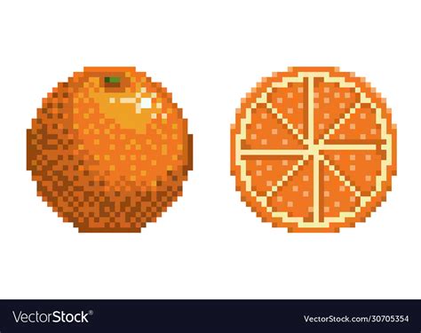 Pixel Art Orange Icon 32x32 Pixels Royalty Free Vector Image