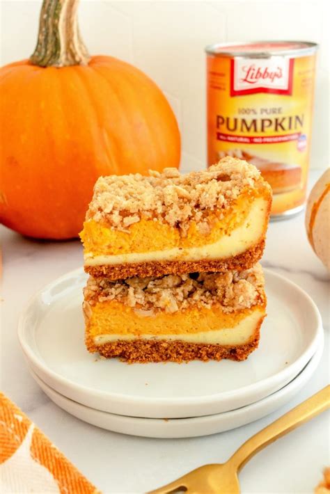 Pumpkin Cheesecake Bars With Streusel Topping Once Upon A Pumpkin